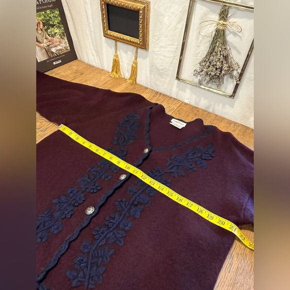 ❣️LAURA PETITES Burgundy Vintage Wool Cardigan - Size S - Picture 5 of 8